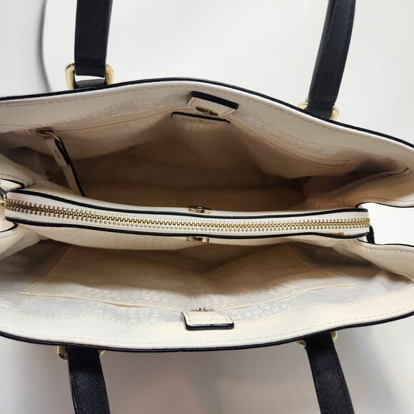 Kate Spade Laurel Way Evangelie Leather Satchel Crossbody Handbag Beige Cream - Picture 7 of 10